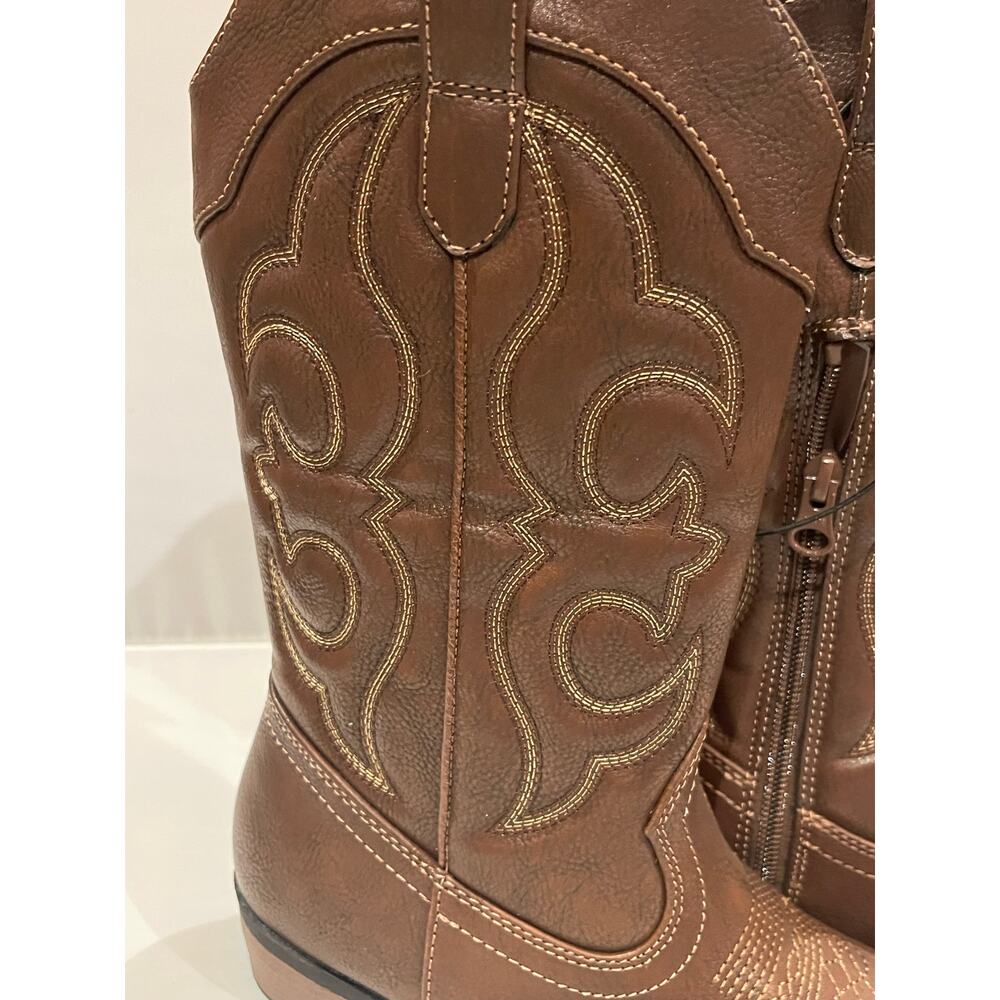 Cat & Jack Brown Embroidered Western Boots Kids Youth 3 - Picture 4 of 8